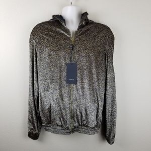 Zara Velour animal print zip hoodie